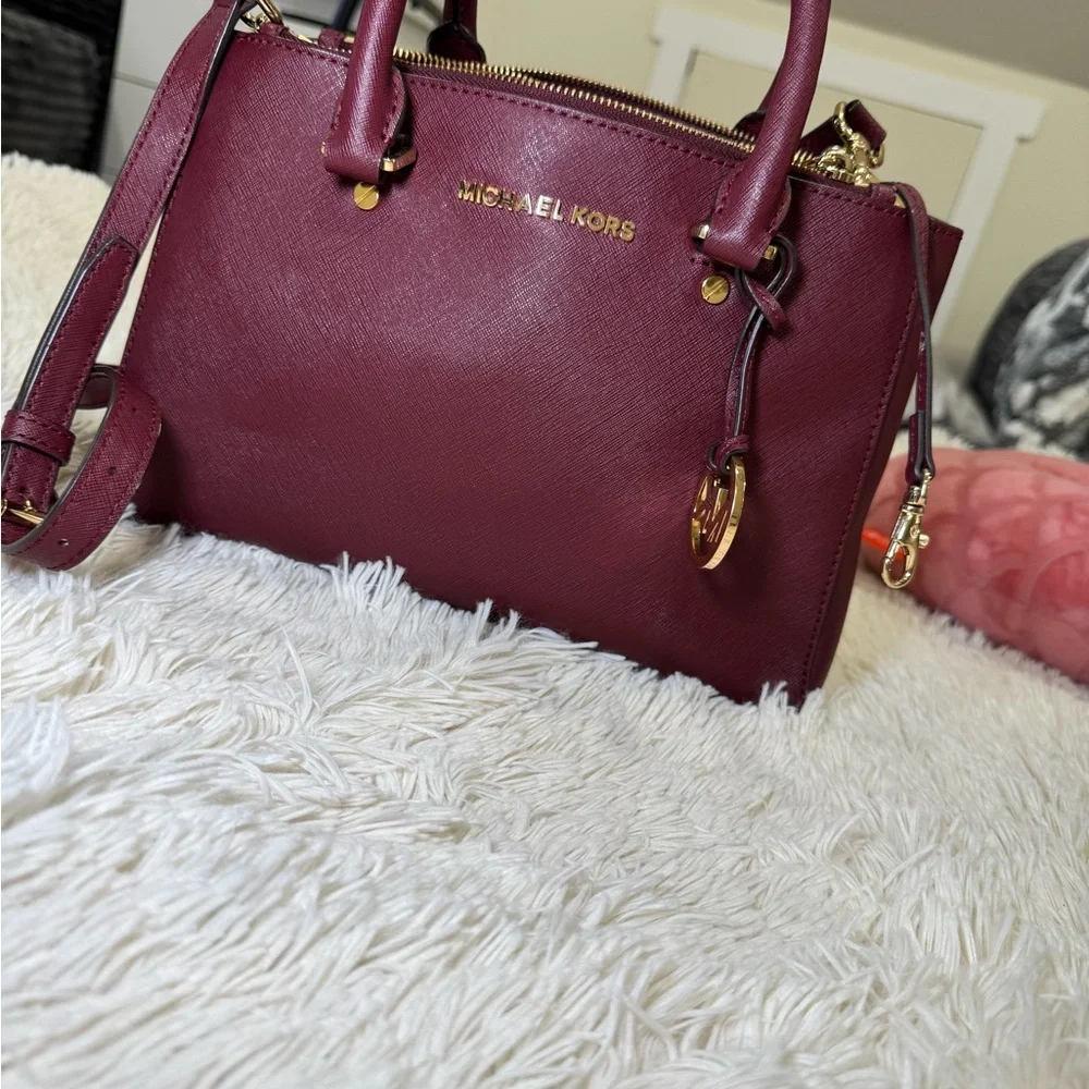 Michael Kors Burgundy Leather Handbag - Picture 1 of 6